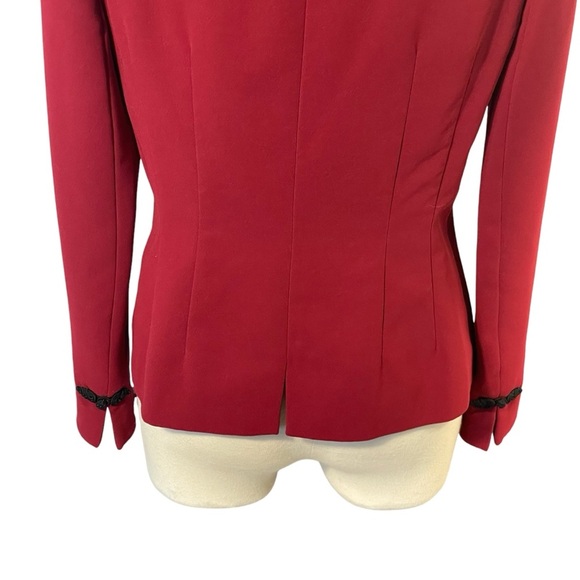 Zoey Women’s Red With Black Frog Toggle Closure Dressy Blazer Jacket Sz 10 - Picture 8 of 10